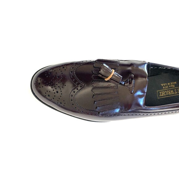 ET Wright Mens Leather Wing Tip Brogue Kiltie Tassel Loafers Burgundy US 9 D NIB